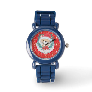 Montre Père Noël Teddy Red et White Stars Joyeux Noël