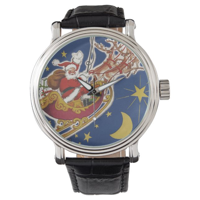 Montre Père Noël Vintage Avec Renne Volant (devant)
