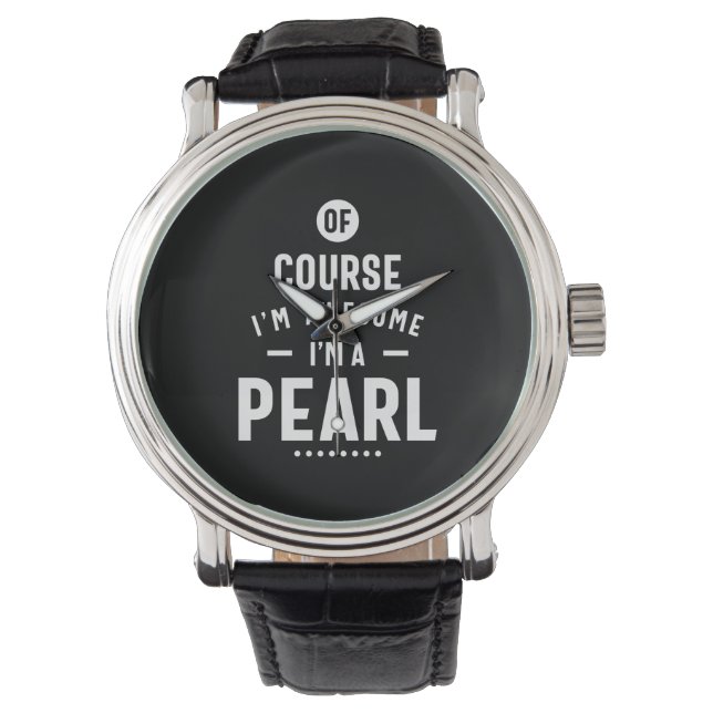 Montre Perle Nom personnalisé Anniversaire (devant)