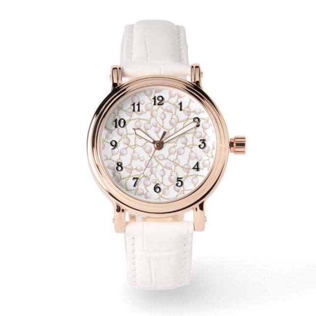 Montre Perles Rose Or Glam  (Recto)