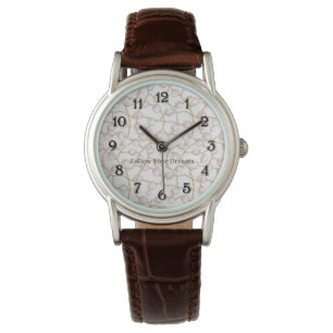 Montre Perles roses Chaîne en or