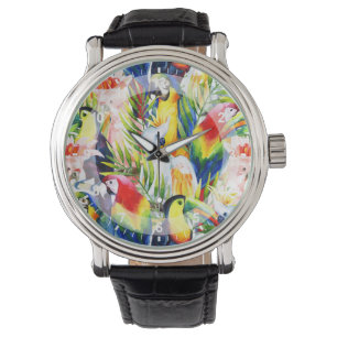 Montre Perroquets Et Feuilles De Palmiers