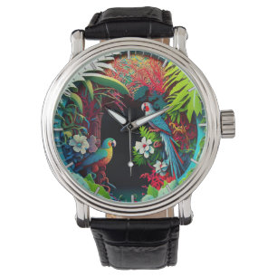 Montre Perroquets tropicaux cool Art de la forêt tropical