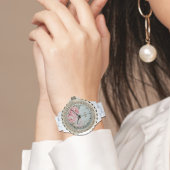 Montre Personalized Blush Peony Floral Monogram Women’s