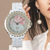 Montre Personalized Blush Peony Floral Monogram Women’s