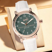 Montre Personalized copule names minimal monogram green