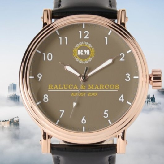 Montre Personalized couple names minimal monogram