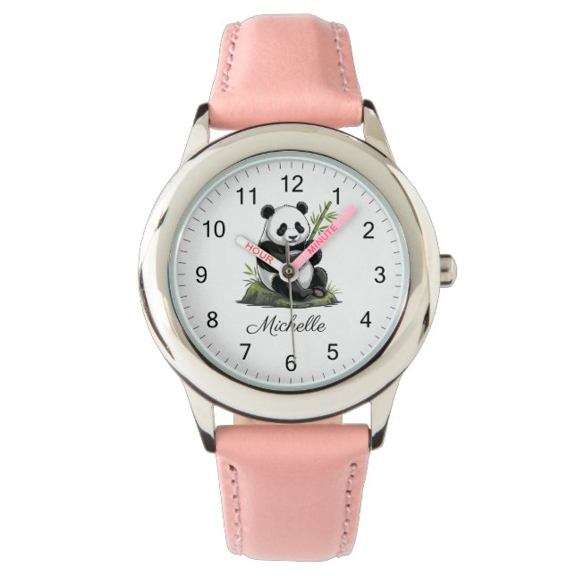 Montre Personalized Cute Panda Bear With Greenery Bamboo (devant)