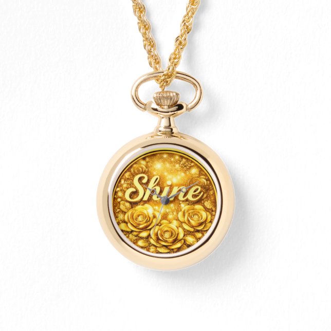 Montre Personalized Gold Floral Necklace Watch (Recto)
