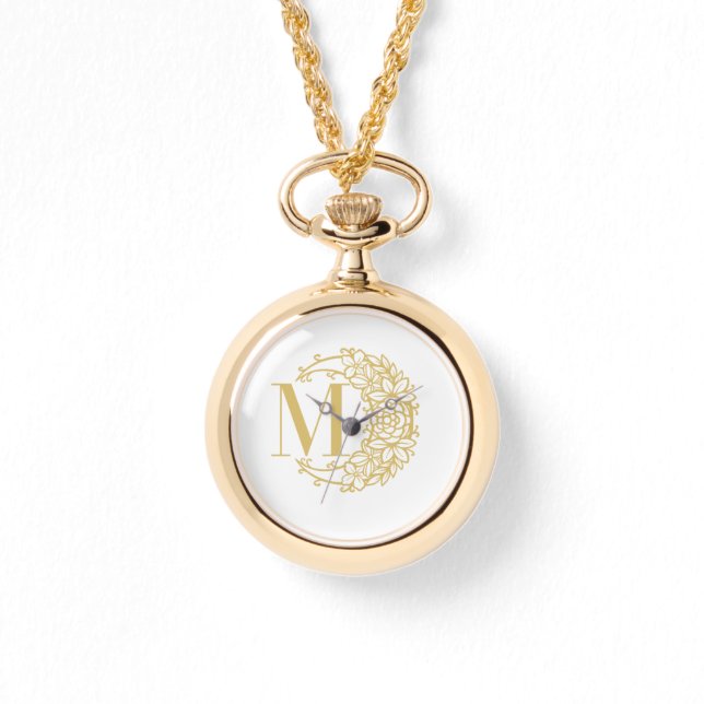 Montre Personalized Gold Pocket Watch with Initial M  (Recto)