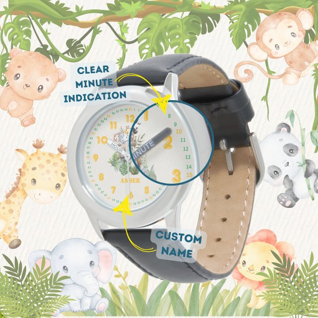 Montre Personalized Jungle Safari Learn to Tell Time Kids (Créateur téléchargé)