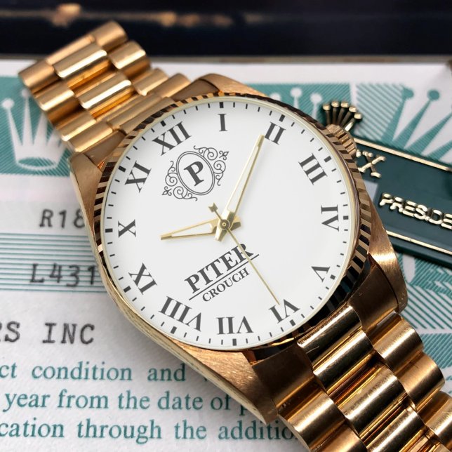 Montre Personalized Monogram and Name black and white (Créateur téléchargé)