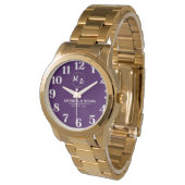 Montre Personalized name and Monogram White And Purple (Incliné)