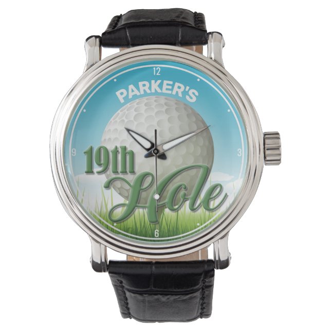 Montre PERSONALIZED NAME Golfer Golf Pro Ball 19th Hole (devant)