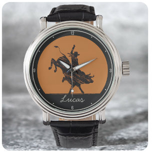 Montre PERSONALIZED NAME Western Rodeo Bull Rider Cowboy
