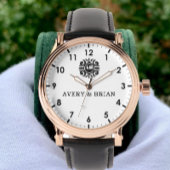 Montre Personalized white black Custom name monogram 