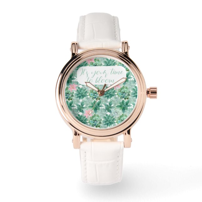 Montre Personnalisable succulents "C'est votre temps de f (Recto)