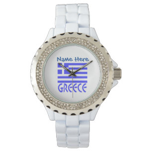 Montre Personnalisation bleue de la Grèce et du drapeau g