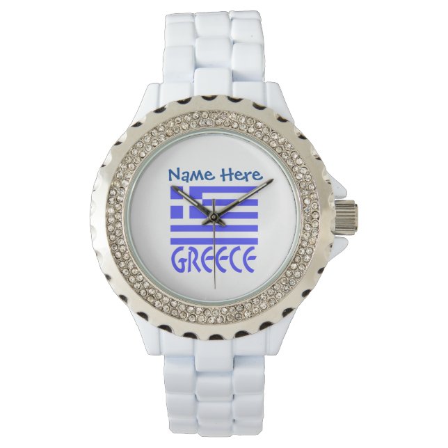 Montre Personnalisation bleue de la Grèce et du drapeau g (devant)