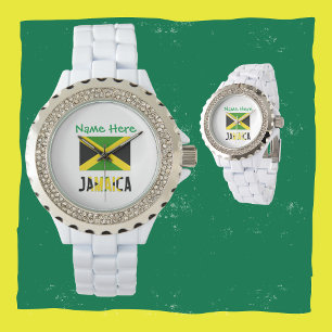 Montre Personnalisation verte du drapeau jamaïcain et de