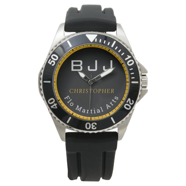 Montre Personnalisé BJJ Jiu Jitsu Modifier Nom Et Équipe (devant)