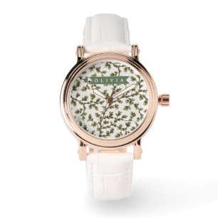 Montre Personnalisé Botanique Rustique Jardin Vert Vintag