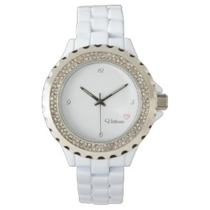 Montre Personnalisé Filles Nom Je t'aime Coeur Mode Blanc