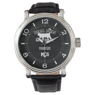 Montre Personnalisé Real Men Love Cats White Silhouette
