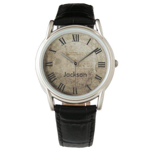 Montre Personnalisé Vintage avec des chiffres romains (devant)