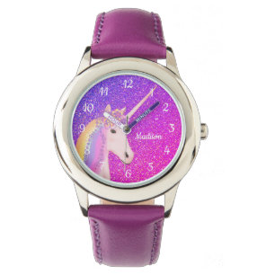 Montre Personnalisé Violet rose Parties scintillant Unico