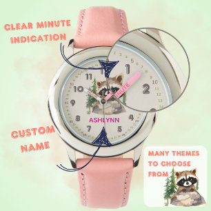 Montre personnalisée aquarelle marron Raton laveur