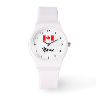Montre personnalisée avec nom et drapeau canadien
