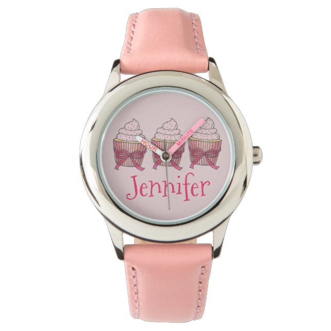 Montre Personnalisée Cupcake Pink Frosted (devant)