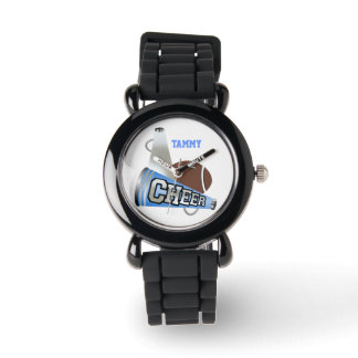 Montre personnalisée Mégaphone bleu & blanc Cheerl