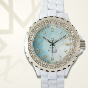 Montre personnalisée pour femmes en rhinestone Blu