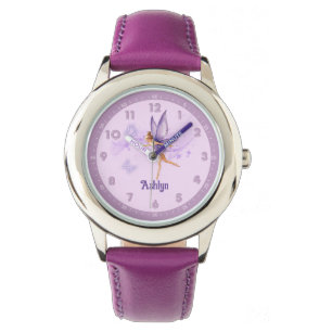Montre personnalisée pour fille en violet avec une