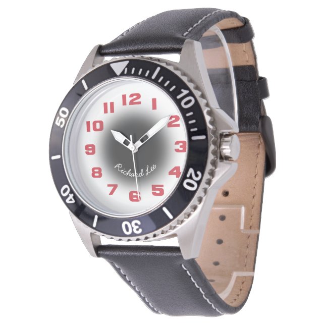 Montre Personnaliser de ce Mens Red Numerals (Incliné)