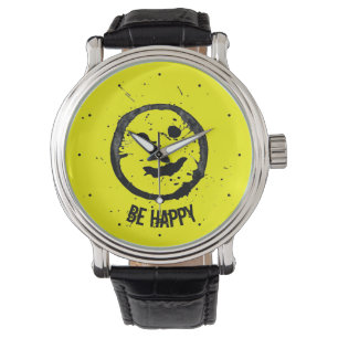 Montre Personnaliser le Cool Trait Joyeux visage Jaune
