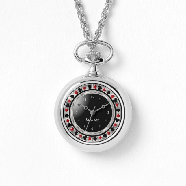 Montre Personnaliser le jeu de joueurs de poker en argent (Recto)