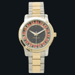 Montre Personnaliser le joueur de poker<br><div class="desc">Las Vegas Poker Chip Montre Styled. Remarque : Toutes les zones de modèle n'ont pas besoin d'être modifiées. 📌 Si vous avez besoin d'une personnalisation plus poussée, cliquez sur le bouton "Cliquez pour Customiser plus loin" ou "Customiser ou modifier la conception" et utilisez notre outil de conception pour redimensionner, faire...</div>