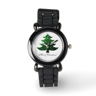 Montre Personnaliser Sparkly sapin vert étincelant