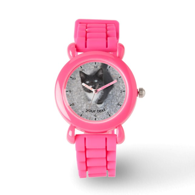 Montre Personnaliser Tuxedo chaton noir (Recto)