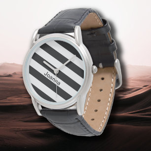Montre Personnaliser Vintage Classic rayures noir et blan