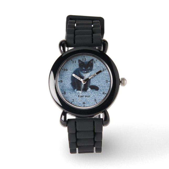 Montre Personnalisez le chaton Tuxedo (Recto)