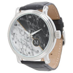 Montre Personnalisez votre lettre Black White Marque Watc