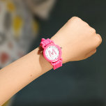 Montre Petit Cute Fun Custom Nom 3D Monogram<br><div class="desc">De mignons enfants monogrammed regardent avec votre nom personnalisé ainsi qu'une ombre initiale en rouge et rose. Moderne,  minimaliste,  simple et amusant,  ce design axé sur la typographie est un cadeau personnalisé cool !</div>