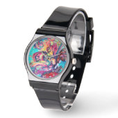 Montre Petit Elfe de Champignons / Pierres roses (Angle)