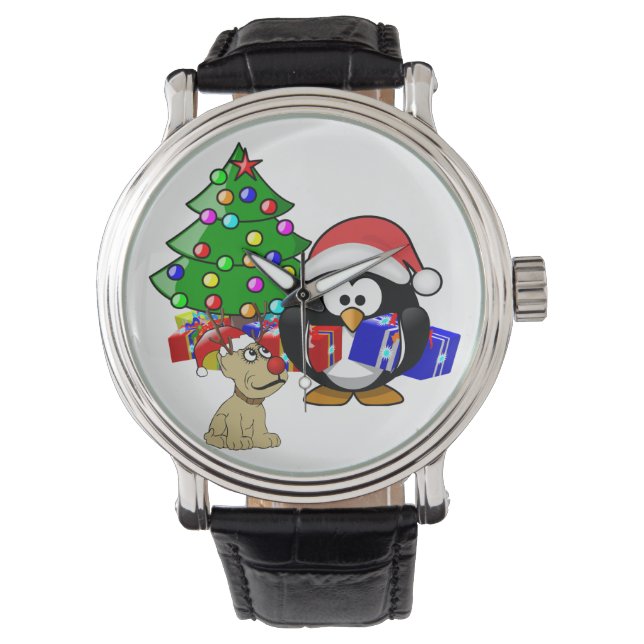 Montre Petit Penguin Père Noël et Rindeer Chien (devant)