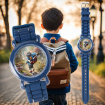 Montre Petit souris sur le chemin de l'école<br><div class="desc">Cette montre met en vedette un mignon souris sur le chemin de l'école - cadeau parfait pour tous les garçons!</div>