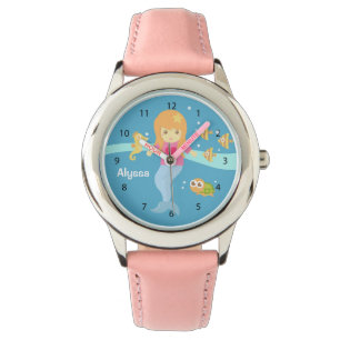 Montre Petite fille de sirène sous les animaux marins